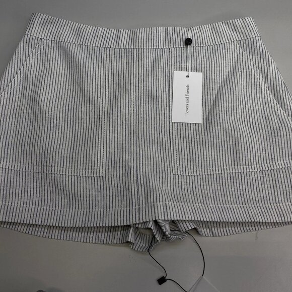 Lovers and Friends Women's Keila Striped Linen Blend Skort White/Navy Size M - Picture 1 of 9